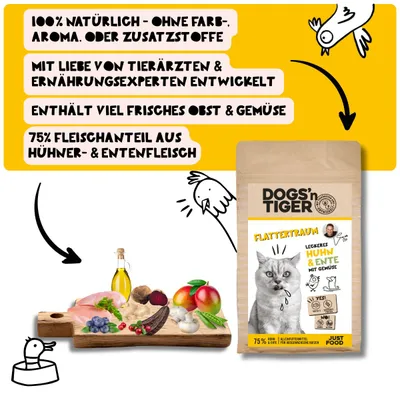 Dogs’n Tiger Flattertraum, Katzenfutter, Huhn & Ente