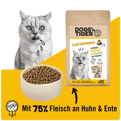 Dogs’n Tiger Flattertraum, Katzenfutter, Huhn & Ente