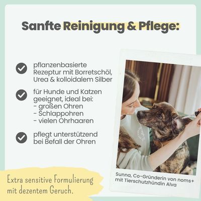 2-in-1 Ohrfein Reinigung & Pflege für Hunde & Katzen mit kolloidalem Silber