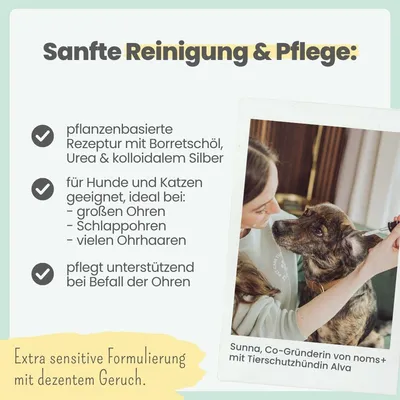 2-in-1 Ohrfein Reinigung & Pflege für Hunde & Katzen mit kolloidalem Silber 2-in-1 Ohrfein Reinigung & Pflege für Hunde & Katzen mit kolloidalem Silber