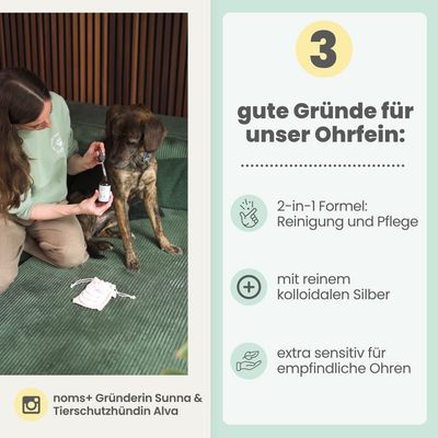 2-in-1 Ohrfein Reinigung & Pflege für Hunde & Katzen mit kolloidalem Silber