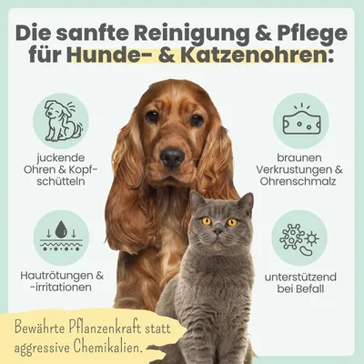 2-in-1 Ohrfein Reinigung & Pflege für Hunde & Katzen mit kolloidalem Silber 2-in-1 Ohrfein Reinigung & Pflege für Hunde & Katzen mit kolloidalem Silber