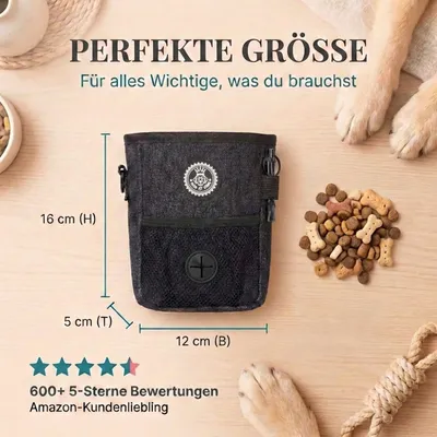 HUND IST KÖNIG kompakter Snackbeutel für Hunde, mit Gürtelclip & Hüftgurt