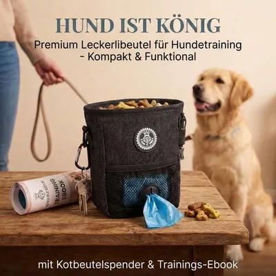HUND IST KÖNIG kompakter Snackbeutel für Hunde, mit Gürtelclip & Hüftgurt