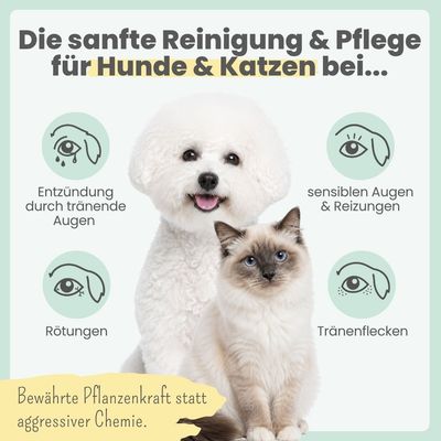 2-in-1 Augenfein Reinigung & Pflege für Hunde & Katzen + kolloidalem Silber