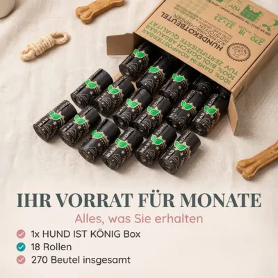 HUND IST KÖNIG Hundekotbeutel 100% kompostierbar, auslaufsicher, reißfest