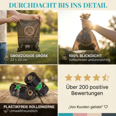 HUND IST KÖNIG Hundekotbeutel 100% kompostierbar, auslaufsicher, reißfest