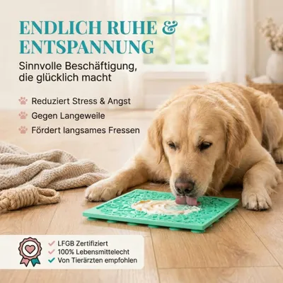 HUND IST KÖNIG Leckmatte Hund mit Saugnäpfen, 2 Stk. inkl. Spatel & Rezepte