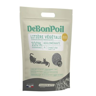 Litière DeBonPoil Chat Charbon 10L – Agglomérante Anti-Odeur10 l