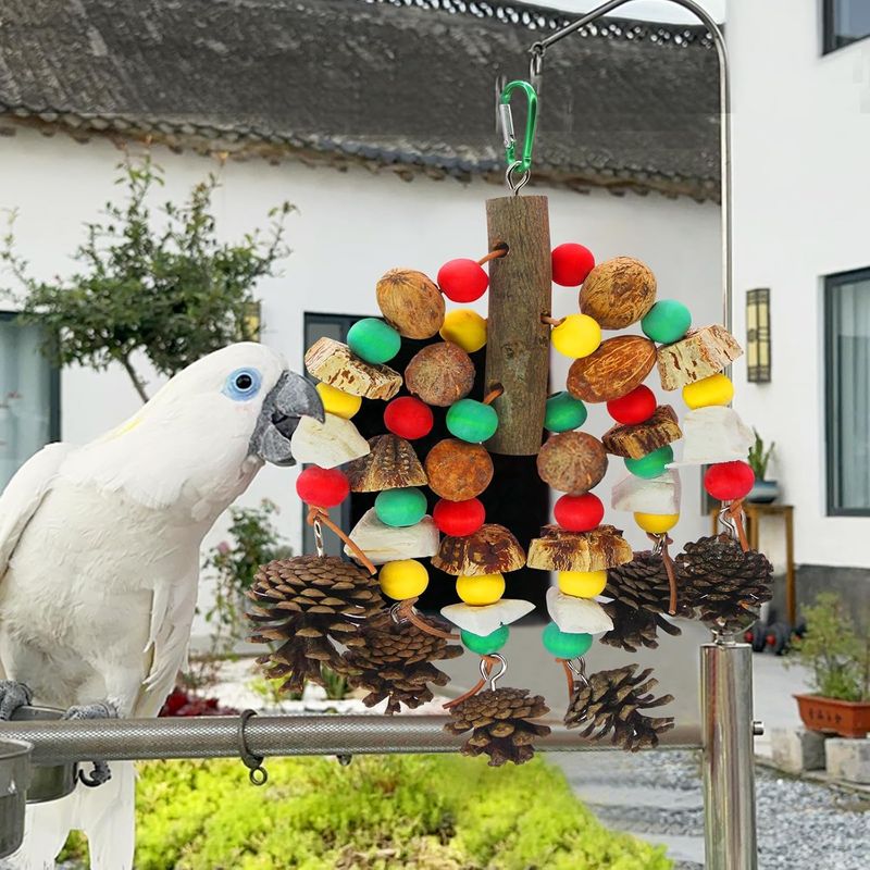 Nahrungsspielzeug aus Naturholz für den Papageienkäfig