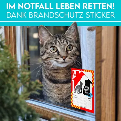 HUND IST KÖNIG Feuerwehr-Aufkleber Haustier Rettung, 4er Set + Folienstift HUND IST KÖNIG Feuerwehr-Aufkleber Haustier Rettung, 4er Set + Folienstift