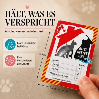 HUND IST KÖNIG Feuerwehr-Aufkleber Haustier Rettung, 4er Set + Folienstift HUND IST KÖNIG Feuerwehr-Aufkleber Haustier Rettung, 4er Set + Folienstift
