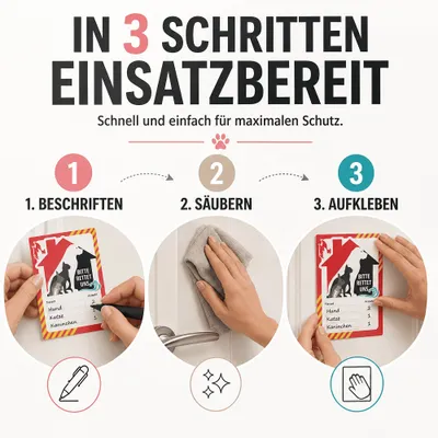 HUND IST KÖNIG Feuerwehr-Aufkleber Haustier Rettung, 4er Set + Folienstift HUND IST KÖNIG Feuerwehr-Aufkleber Haustier Rettung, 4er Set + Folienstift