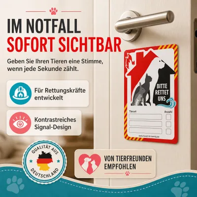 HUND IST KÖNIG Feuerwehr-Aufkleber Haustier Rettung, 4er Set + Folienstift HUND IST KÖNIG Feuerwehr-Aufkleber Haustier Rettung, 4er Set + Folienstift