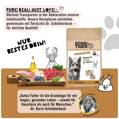 Dogs’n Tiger Waldläufer, Hundefutter, Wild & Gemüse