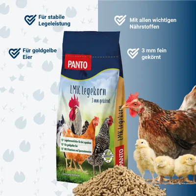PANTO LMK Legemehlkorn – Legehennenfutter mit Vitaminen & Mineralstoffen PANTO LMK Legemehlkorn – Legehennenfutter mit Vitaminen & Mineralstoffen