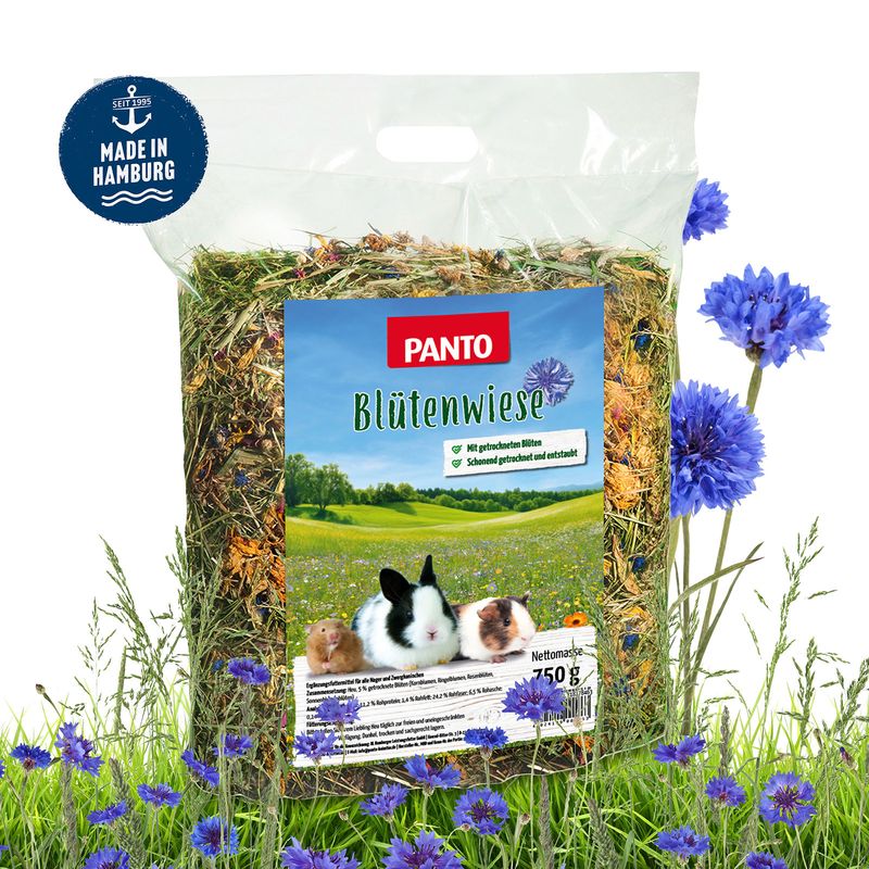 PANTO Blütenwiese - Heu mit Blüten Nagerfutter für Kaninchen & Nager
