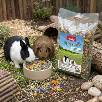 PANTO Blütenwiese - Heu mit Blüten Nagerfutter für Kaninchen & Nager