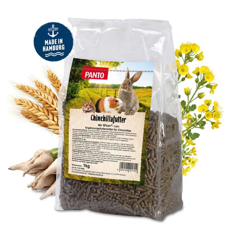 PANTO Chinchillafutter – Pelletfutter mit Luzerne & Omega-3 für Chinchilla
