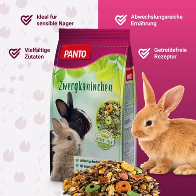 PANTO Zwergkaninchenfutter – bunte Mischung mit Möhren PANTO Zwergkaninchenfutter – bunte Mischung mit Möhren