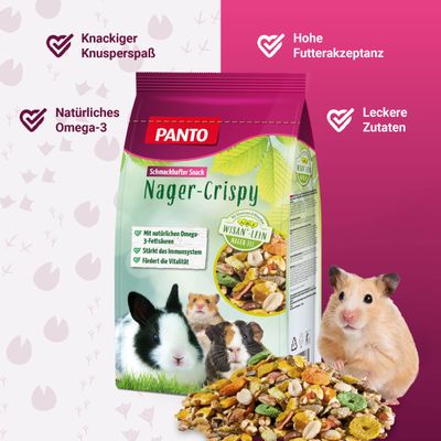 PANTO Nager-Crispy Premium Plus – Nagerfutter mit Früchten und Gemüse