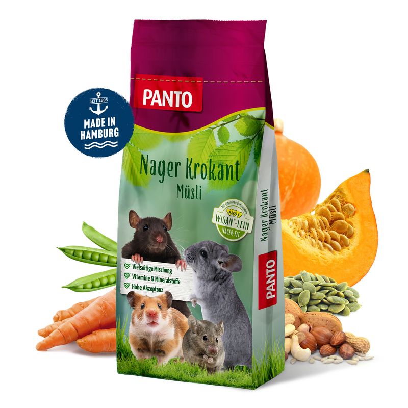 PANTO Nager-Krokant-Müsli – Nagerfutter mit Möhre, Kürbiskernen und Luzerne