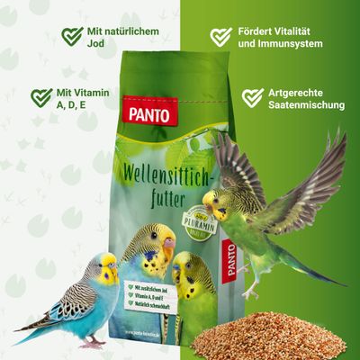 PANTO Wellensittichfutter - ausgewogene Saatenmischung für Wellensittiche