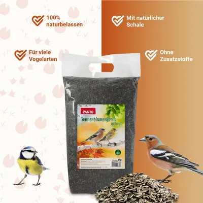 PANTO Sonnenblumenkerne gestreift - Streufutter für Wildvögel Gartenvögel