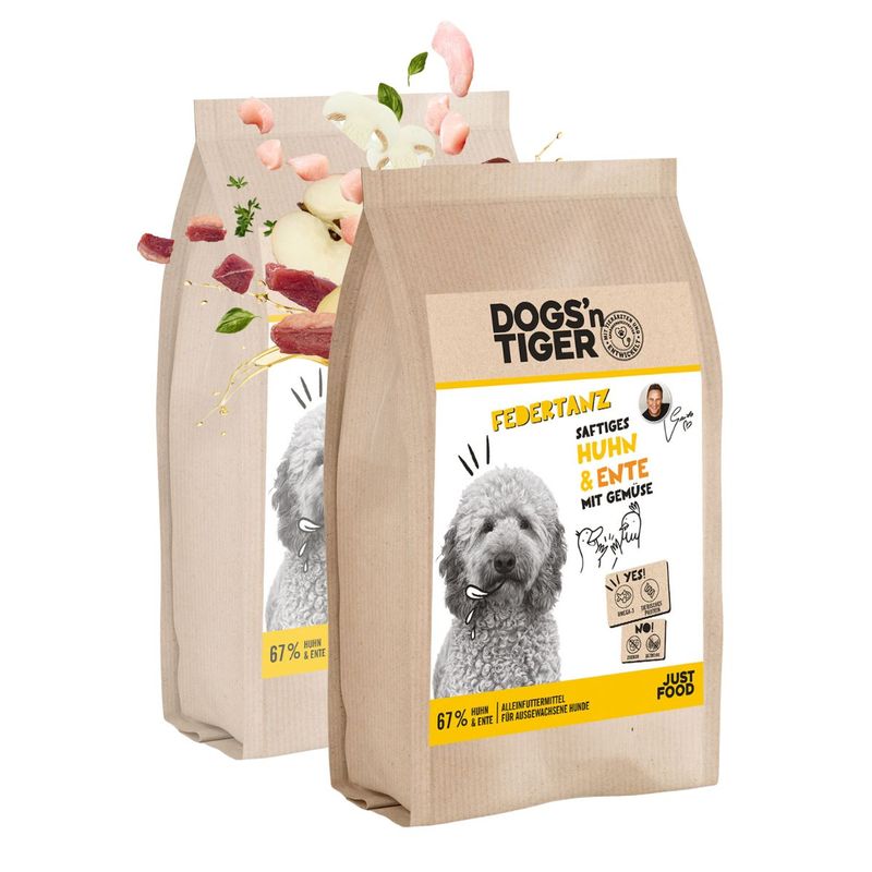 Dogs’n Tiger Federtanz, Hundefutter, Huhn, Ente & Gemüse