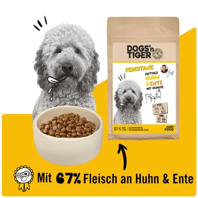 Dogs’n Tiger Federtanz, Hundefutter, Huhn, Ente & Gemüse