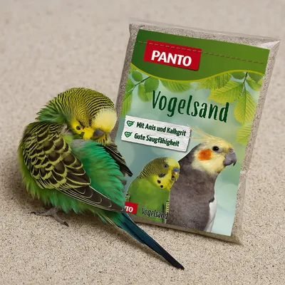 PANTO Vogelsand - Einstreu für Kanarien & Papageien mit Anis & Muschelkalk PANTO Vogelsand - Einstreu für Kanarien & Papageien mit Anis & Muschelkalk