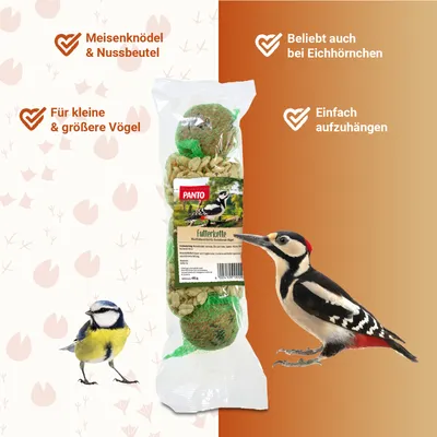 PANTO Futterkette – Wildvogelfutter aus Knödeln & Nussbeuteln