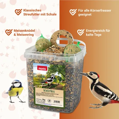 PANTO Winterbox - Wildvogelfutter Strefutter und Meisenknödel