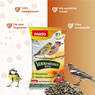 PANTO Sonnenblumenkerne gestreift - Streufutter für Wildvögel Gartenvögel