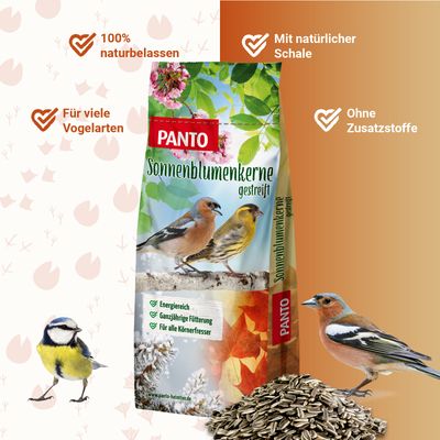 PANTO Sonnenblumenkerne gestreift - Streufutter für Wildvögel Gartenvögel