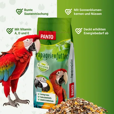PANTO Papageienfutter - Futter für Papageien mit Nüssen & Kernen