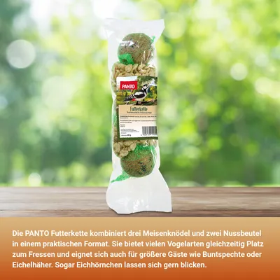 PANTO Futterkette – Wildvogelfutter aus Knödeln & Nussbeuteln