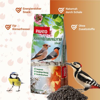 PANTO Sonnenblumenkerne schwarz - Wildvogelfutter für Gartenvögel