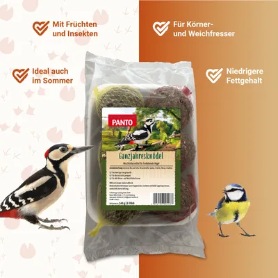 PANTO Ganzjahresknödel – Wildvogelfutter mit Früchten & Insekten