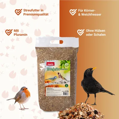 PANTO Premium Streufutter schalenlos – Saaten & Nüsse für Wildvögel