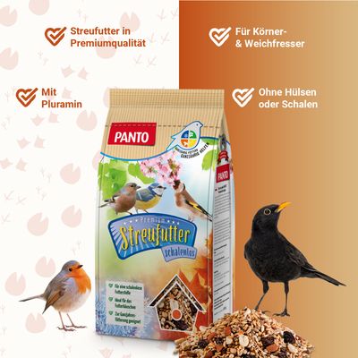 PANTO Premium Streufutter schalenlos – Saaten & Nüsse für Wildvögel