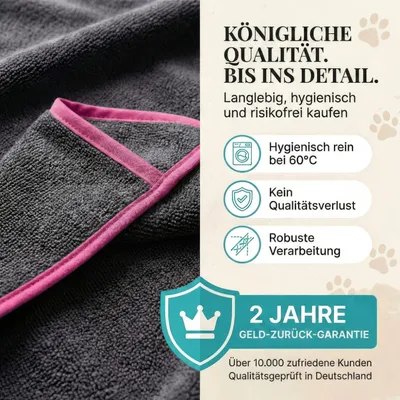 HUND IST KÖNIG extra saugfähiges Hundehandtuch mit Eingriffen, 130x75 cm HUND IST KÖNIG extra saugfähiges Hundehandtuch mit Eingriffen, 130x75 cm