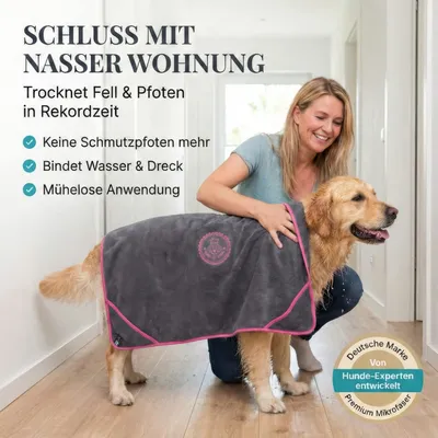 HUND IST KÖNIG extra saugfähiges Hundehandtuch mit Eingriffen, 130x75 cm HUND IST KÖNIG extra saugfähiges Hundehandtuch mit Eingriffen, 130x75 cm