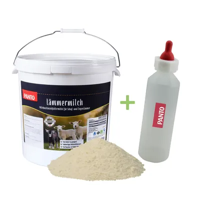 PANTO Lämmermilch + Lämmermilchflasche 500ml für Schaf- und Ziegenlämmer