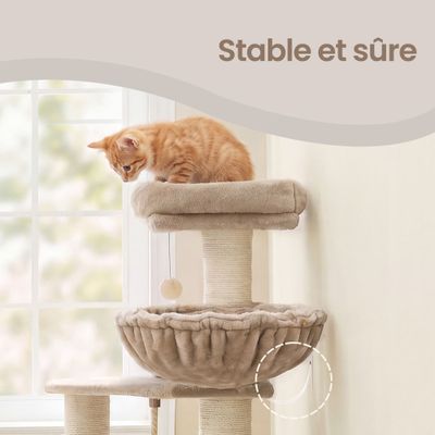 Feandrea Arbre à Chat Hauteur de  160 cm Grand et Stable avec Tapis Chaud