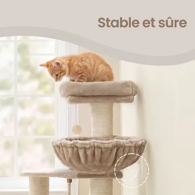 Feandrea Arbre à Chat Hauteur de  160 cm Grand et Stable avec Tapis Chaud