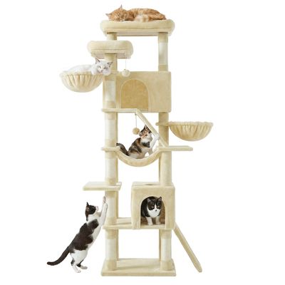 FEANDREA Grand Arbre à Chat, Griffoir Robuste pour Multi-Chats