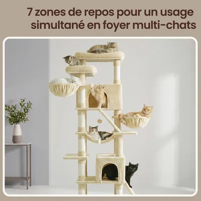 FEANDREA Grand Arbre à Chat, Griffoir Robuste pour Multi-Chats