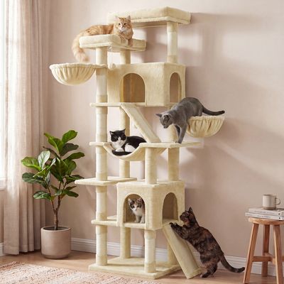 FEANDREA Grand Arbre à Chat, Griffoir Robuste pour Multi-Chats