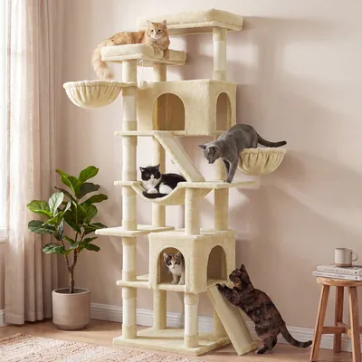 FEANDREA Grand Arbre à Chat, Griffoir Robuste pour Multi-Chats